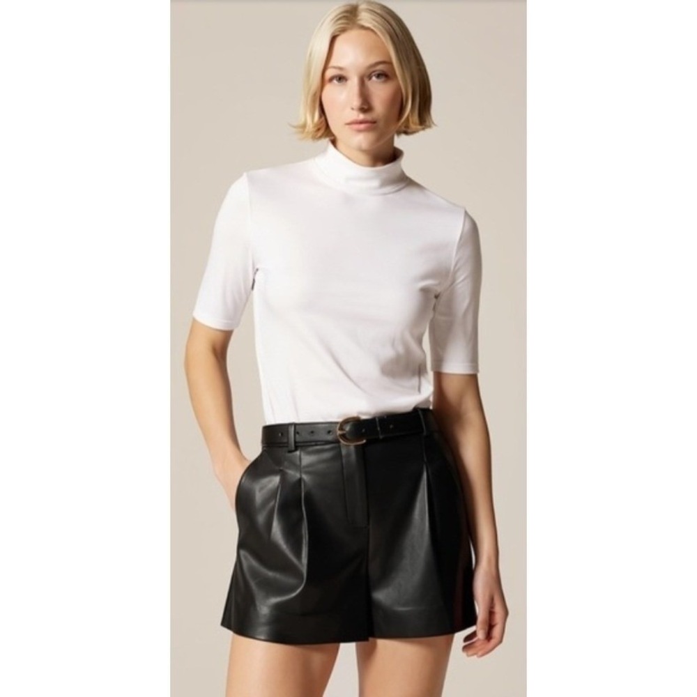 J. Crew White Mock Neck Short Sleeve Top XXS Made in India Knit Casual Tunic